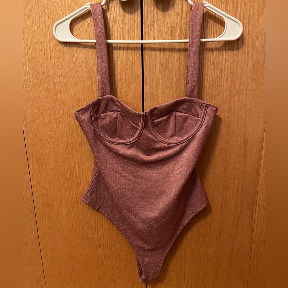 Pink Glitter Forever 21 Bodysuit